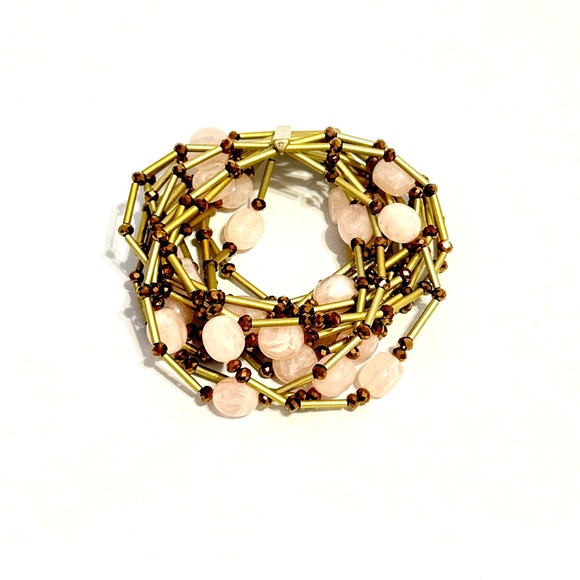 Chico's Multi Strand Pink and Gold Bead Stretch Bracelet NWT - Picture 2 of 7